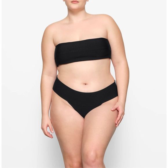 SKIMS Knit Swim Bandeau Top Onyx Size M - Picture 1 of 7